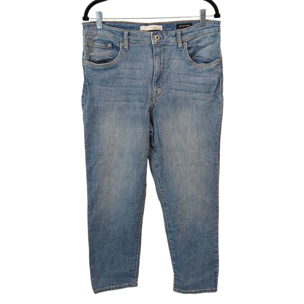 Ella Moss High Waist Straight Crop Women's Size 12 Light  Wash Blue Denim Jeans